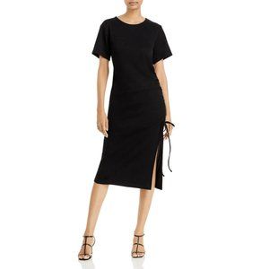 NWT Line & Dot Womens Ratha Side Tie Knee T-Shirt Midi Dress - S / Blk